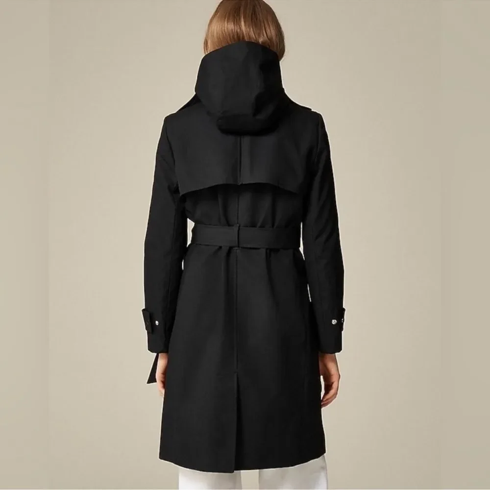 J. Crew Women’s Icon Trench Coat in Black Size 2 Classic Preppy Spring NWT